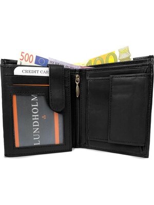 Lundholm Lundholm leren portemonnee heren leer zwart staand model – zeer soepel nappa leer – portefeuille heren