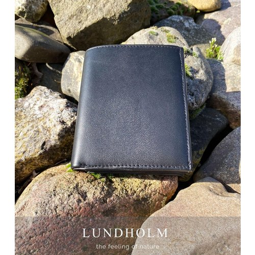 Lundholm Lundholm leren portemonnee heren leer zwart staand model – zeer soepel nappa leer – portefeuille heren