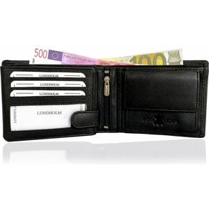 Lundholm Dunne Heren Portemonnee Rundleer – Zwart Lundholm Dunne Heren Portemonnee Rundleer – Zwart