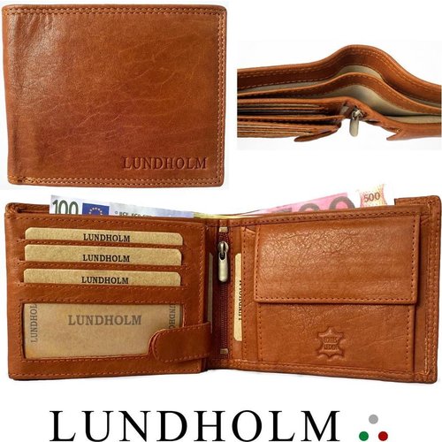 Lundholm Lundholm - Leren portemonnee heren - Bruin cognac