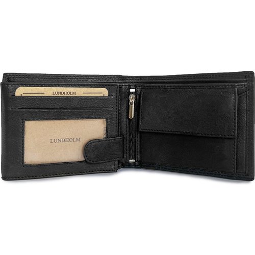 Lundholm Lundholm leren portemonnee heren zeer soepel nappa leer – billfold model zwart met RFID anti-skim bescherming Norsjö serie