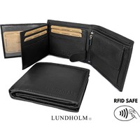 Lundholm leren portemonnee heren zeer soepel nappa leer – billfold model zwart met RFID anti-skim bescherming Norsjö serie