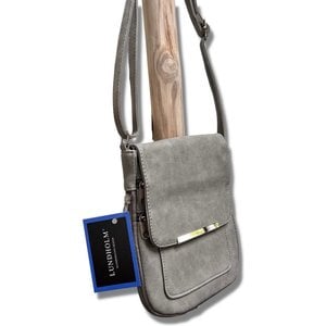 Lundholm Bågsjö – Kleine Damen Schultertasche mit Reißverschlussfächern – Grau