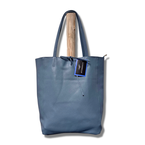 Lundholm Lundholm tas dames schoudertas shopper dames leer blauw met rits | Lundholm Odense serie