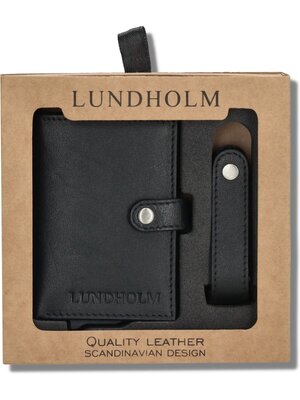 Lundholm Lundholm pasjeshouder mannen met portemonnee en leren sleutelhouder key organizer zwart