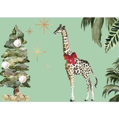 Joons Kerstkaart 'Giraffe - Christmas in the Savannah' - A6 formaat luxe hippe kerstkaart Joons Kerstkaart 'Giraffe - Christmas in the Savannah' - A6 formaat luxe hippe kerstkaart
