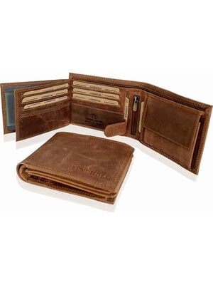 Lundholm Lundholm billfold leren heren portemonnee met RFID bescherming - bruin