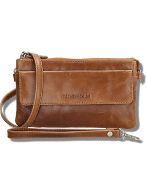 Lundholm Lundholm telefoontasje dames schoudertas dames top kwaliteit leer bruin cognac - schoudertasje dames klein | cadeau voor vriendin tip | Scandinavisch design - Lundholm Myrdal serie