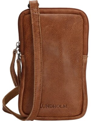 Lundholm Lundholm telefoontasje dames leer bruin cognac - schoudertasje dames crossbody - tas dames schoudertas leer | Scandinavisch design - Lillehammer serie