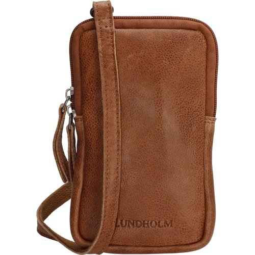 Lundholm Lundholm telefoontasje dames leer bruin cognac - schoudertasje dames crossbody - tas dames schoudertas leer | Scandinavisch design - Lillehammer serie