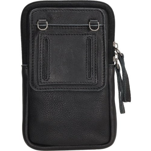 Lundholm Lundholm telefoontasje dames leer zwart - schoudertasje dames crossbody - tas dames schoudertas leer | Scandinavisch design - Lillehammer serie