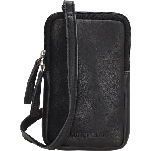 Lundholm Lundholm telefoontasje dames leer zwart - schoudertasje dames crossbody - tas dames schoudertas leer | Scandinavisch design - Lillehammer serie