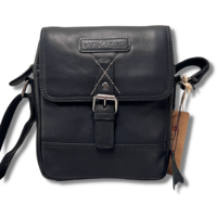 Louis Wallis leren tas heren zwart schoudertas heren - crossbody tas heren schoudertassen - mannen cadeautjes cadeau voor man