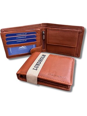 Lundholm Lundholm leren heren portemonnee heren leer bruin cognac - heren cadeau voor man verjaardag cadeautje voor hem