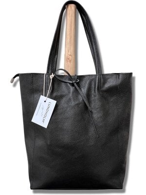 Lundholm Lundholm tas dames schoudertas shopper dames leer zwart met rits - shopper dames leer - zeer soepel leer - cadeau voor vrouw vrouwen cadeautjes tip | Lundholm Odense serie