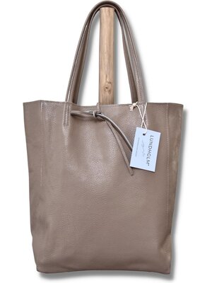 Lundholm Lundholm tas dames schoudertas shopper dames leer licht taupe / beige met rits - shopper dames leer - zeer soepel leer - cadeau voor vrouw vrouwen cadeautjes tip | Lundholm Odense serie