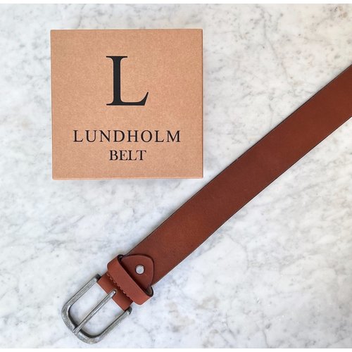 Lundholm Lundholm leren riem heren leer cognac bruin - 115 cm - op maat verstelbaar - Scandinavisch design - cadeau voor man mannen cadeautjes tip