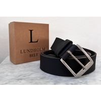 Lundholm leren riem heren leer zwart topkwaliteit - 115 cm - op maat verstelbaar - Scandinavisch design - cadeau voor man mannen cadeautjes tip