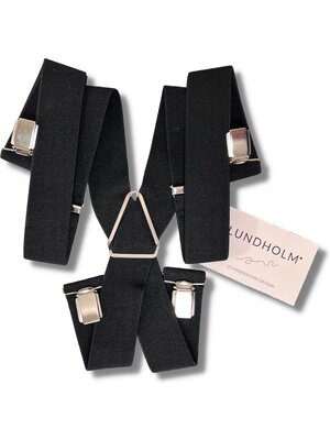 Lundholm Lundholm Bretels heren volwassenen zwart 4 clips - extra stevig hoge kwaliteit en verstelbaar - Scandinavisch design - mannen cadeautjes tip | Lundholm Bastad serie