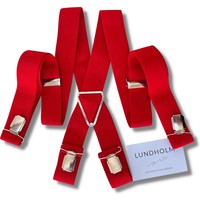 Lundholm Bretels heren volwassenen rood 4 clips - extra stevig hoge kwaliteit en verstelbaar - Scandinavisch design - mannen cadeautjes tip | Lundholm Bastad serie