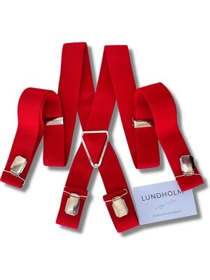 Lundholm Lundholm Bretels heren volwassenen rood 4 clips - extra stevig hoge kwaliteit en verstelbaar - Scandinavisch design - mannen cadeautjes tip | Lundholm Bastad serie