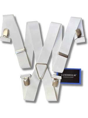 Lundholm Lundholm Bretels heren volwassenen wit 4 clips - extra stevig hoge kwaliteit - Scandinavisch design - mannen cadeautjes tip | Lundholm Bastad serie