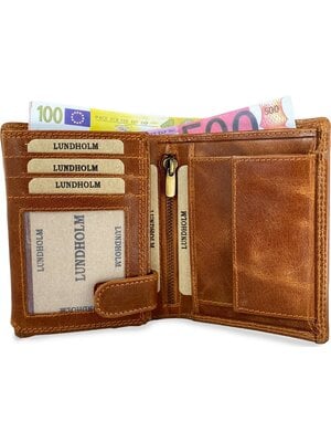 Lundholm Lundholm leren heren portemonnee met RFID anti skim bescherming - bruin