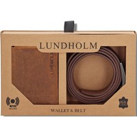 Lundholm luxe giftset leren heren portemonnee RFID compact en riem heren leer bruin cognac - cadeau voor man - mannen cadeautjes geschenk set - topkwaliteit - Scandinavisch design - Ärhus serie