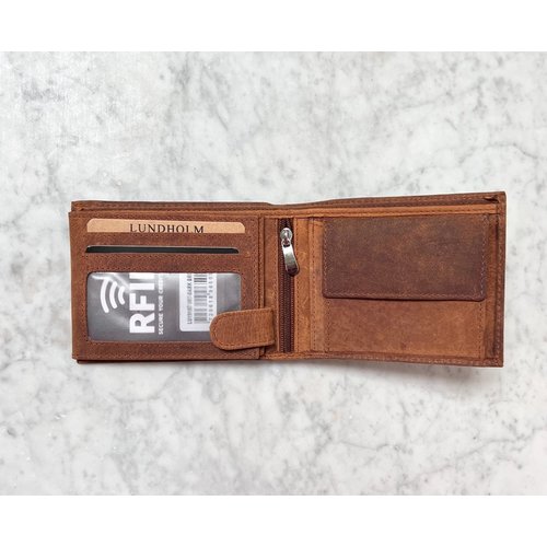 Lundholm Lundholm luxe giftset leren heren portemonnee RFID compact en riem heren leer bruin cognac - cadeau voor man - mannen cadeautjes geschenk set - topkwaliteit - Scandinavisch design - Ärhus serie