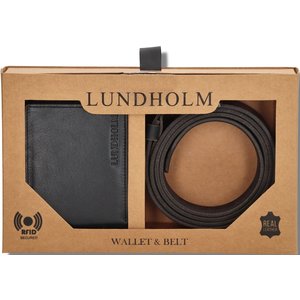 Lundholm Ärhus – Men's Gift Set Wallet and Belt – Black Lundholm Ärhus – Men's Gift Set Wallet and Belt – Black
