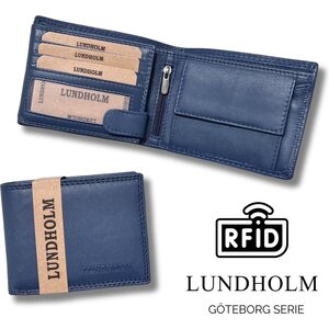 Lundholm Lundholm Dames Portemonnee Azuur Blauw Leer RFID (Anti-Skim) - portemonnee dames billfold vrouwen cadeautjes tip | Scandinavisch design - Göteborg serie