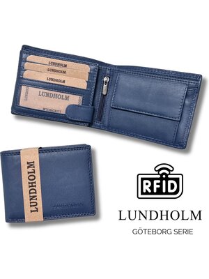 Lundholm Lundholm Dames Portemonnee Azuur Blauw Leer RFID (Anti-Skim) - portemonnee dames billfold vrouwen cadeautjes tip | Scandinavisch design - Göteborg serie