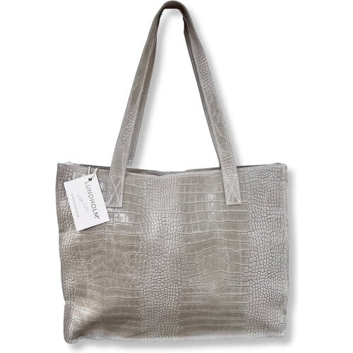 Lundholm Lundholm Schoudertas dames leer ivoor - shopper dames met rits echt leer - vrouwen cadeautjes tip - tassen dames schoudertas | Scandinavisch design - Öland serie