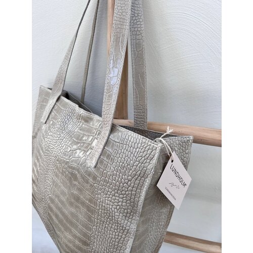 Lundholm Lundholm Schoudertas dames leer ivoor - shopper dames met rits echt leer - vrouwen cadeautjes tip - tassen dames schoudertas | Scandinavisch design - Öland serie