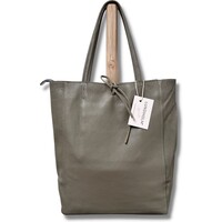 Odense – Women's Leather Shopper with Zip – Olive Green