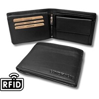 Lundholm Leren portemonnee heren zwart compact model met safety rits achter - RFID bescherming