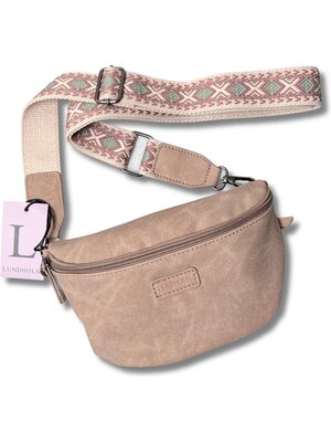 Lundholm Lundholm heuptasje dames beige met tassenriem festival tasje dames - heuptas dames met brede riem  - Scandinavisch design | Heby serie