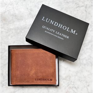 Lundholm Lundholm leren heren portemonnee heren leer cognac RFID anti-skim bescherming - zeer luxe uitgevoerd - cognac bruin