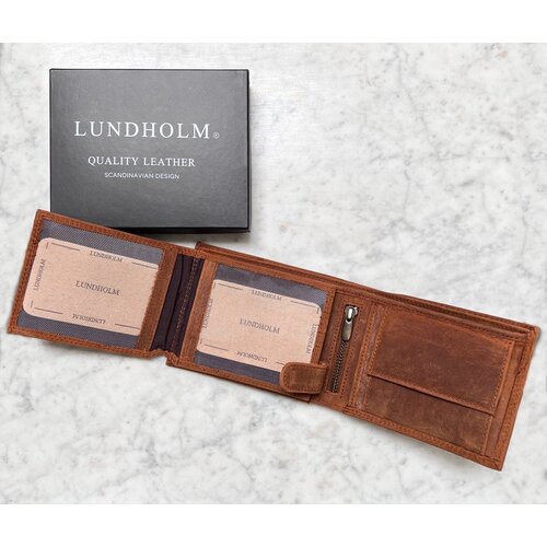 Lundholm Lundholm leren heren portemonnee heren leer cognac RFID anti-skim bescherming - zeer luxe uitgevoerd - cadeau voor man