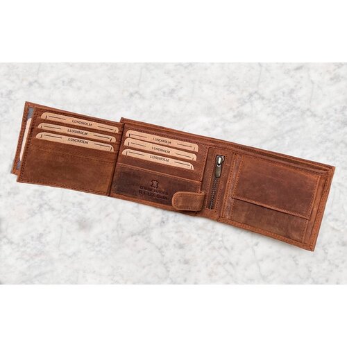 Lundholm Lundholm leren heren portemonnee heren leer cognac RFID anti-skim bescherming - zeer luxe uitgevoerd - cadeau voor man