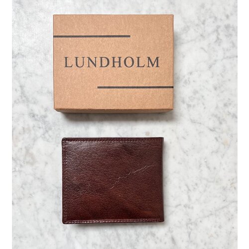 Lundholm Lundholm Portemonnee heren luxe leer RFID anti-skim in geschenkdoos - Reykjavik serie portefeuille heren leer - Bruin