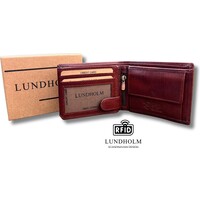 Lundholm Portemonnee heren Compact luxe leer RFID anti-skim in geschenkdoos - Reykjavik serie portefeuille heren leer - Cognac