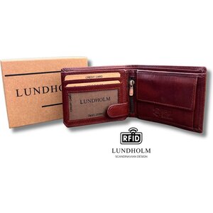 Lundholm Lundholm Portemonnee heren Compact luxe leer RFID anti-skim in geschenkdoos - Reykjavik serie portefeuille heren leer - Cognac