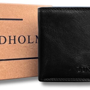 Lundholm Lundholm Portemonnee heren Compact luxe leer RFID anti-skim in geschenkdoos Lundholm Lundholm Portemonnee heren Compact luxe leer RFID anti-skim in geschenkdoos