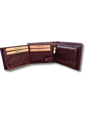 Lundholm Lundholm Portemonnee heren Compact luxe leer RFID anti-skim in geschenkdoos - Reykjavik serie portefeuille heren leer - Bruin