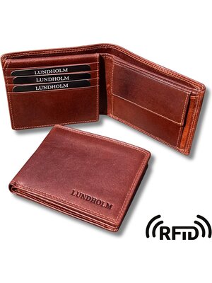 Lundholm Lundholm Portemonnee heren luxe leer RFID anti-skim - Oslo serie portefeuille heren leer - Billfold Bruin