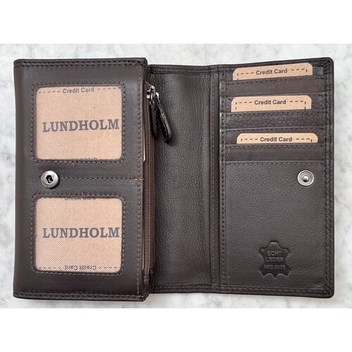 Lundholm Lundholm portemonnee dames leer bruin - compact formaat huishoudportemonnee vrouwen cadeautjes tip - Lundholm Helsingborg serie | Scandinavisch design