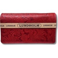 Lundholm portemonnee dames overslag rood met bloemenpatroon RFID safe - Leren portefeuille dames met anti-skim bescherming - vrouwen cadeautjes overslagportemonnee dames Rood