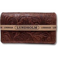 Lundholm portemonnee dames leer overslag bruin met bloemen RFID - Leren portefeuille dames met anti-skim bescherming - vrouwen cadeautjes overslagportemonnee dames Bruin