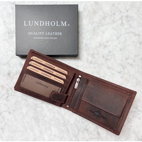 Lundholm Lundholm Leren portemonnee heren donkerbruin Vintage Leer Heren cadeau tip - hoogwaardige kwaliteit - Scandinavisch Design